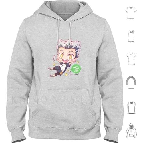 Bokuto Kotaro Hoodies Long Sleeve Kotaro Bokuto Koutarou Fukurodani Volleyball Haikyu Anime Chibi