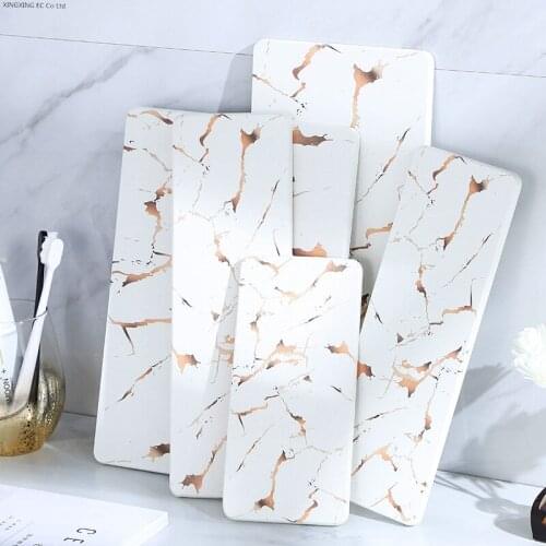 Diatom mud absorbent pad imitation marble gold pattern storage tray household bathroom vanity toothbrush pad kitchen products