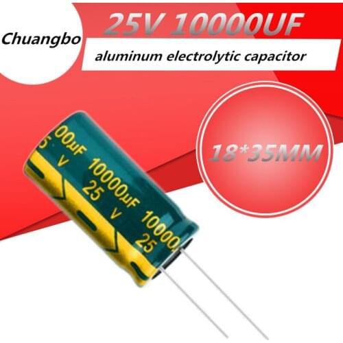5pcs 10000UF 25V 18*35 Low ESR/Impedance high frequency aluminum electrolytic capacitor size 18*35MM 25V 10000UF 20