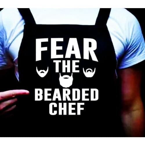 Custom Funny BBQ Apron for Men Personalized Fear The Bearded Chef,Kitchen Fighter,Grilled Armor,The Mythical Barbecue Master