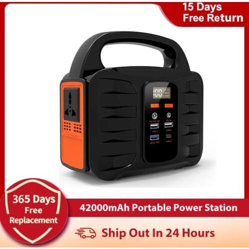 Solar Generator Battery Charger 42000mAh Portable Emergency Power Station Outdoor Camping Power Bank Power Supply 155wh Inverter