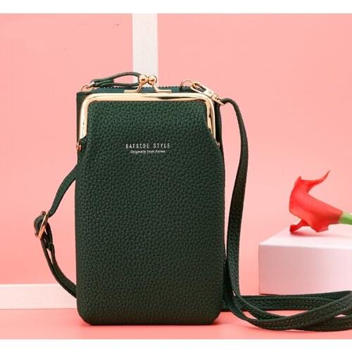 Women Mobile Phone Clutch Purse Shoulder Bag Korean Style Small Fashion Wallet Ladies PU Leather Casual Zipper Crossbody Bags
