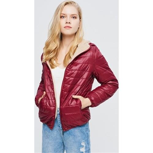 Winter Warm Coat Jacket New Hooded Female Coat Fleece Europe Slim Long Sleeve Red Womens Cotton Coat Jacket