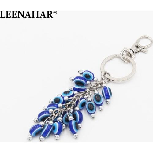1PC Handmade Blue Greek Evil Eye Beads Keychain Turkish Lucky Eye charm Key chains Judaica Amulet Hanging Gifts for Success
