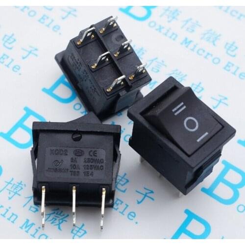 10pcs/Rocker switch 15*21mm 6 Pin 3 files KCD1-203 Ship type switch 6P3T 21*15