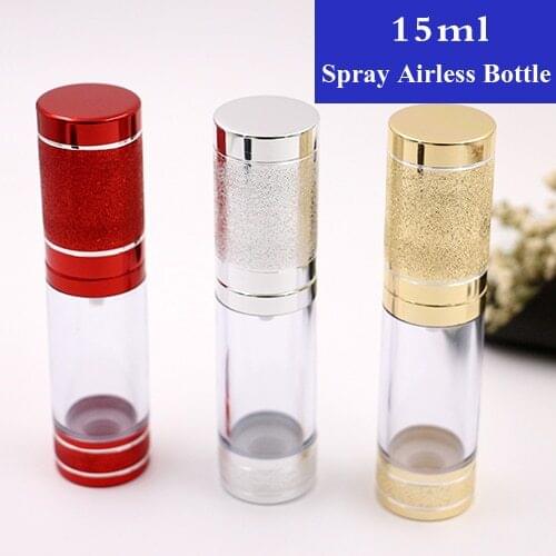 15ml 1/2/5/10/20/30pcs AS Gold Travel airless bottle with spray pump Perfumes Atomizer Airless Bottle Cosmetic Sprayer Container