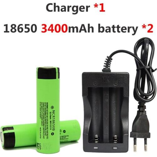 2pcs/lot 18650 Battery 3.7v 3400mah Rechargeable Li-ion Battery For Panasonic + 1xNK-809 Charger for Flashlight Power Bank