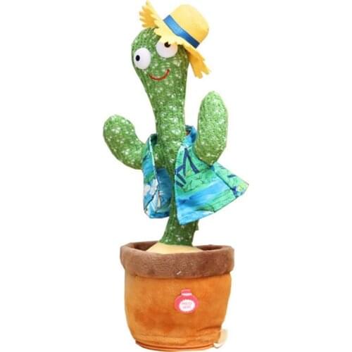 26CM Piranha Plush Potted Plant Cannibal Doll Can Sing Twist Dance And Learn To Speak Glowing Cactus Plush Cute Funny Cactus Toy