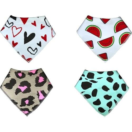 Signature Pet Dog Bandana Scarf 4 Pack Bib Kerchief for Dogs Buttons Up Machine Washable Soft Cotton Material