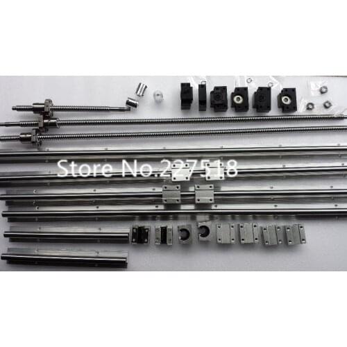 6 sets linear rail SBR16 L350/900/1100mm+SFU1605-350/900/1100mm ball screw+3 BK12/BF12+3 DSG16H nut+3 Coupler for cnc