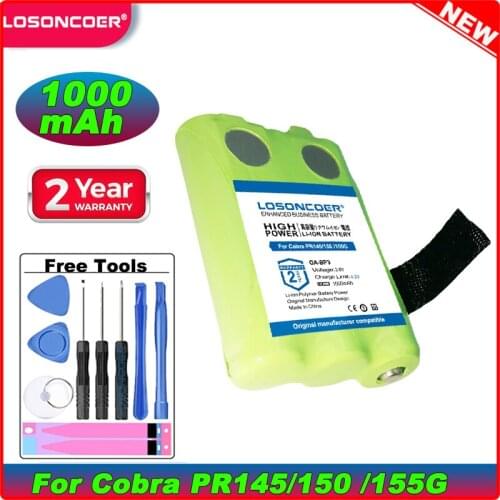 LOSONCOER Battery 1000mAh GA-BP3 Battery For Cobra PR145, PR150, 150 PR155 155G Walkie-Talkie 2-Way Radios