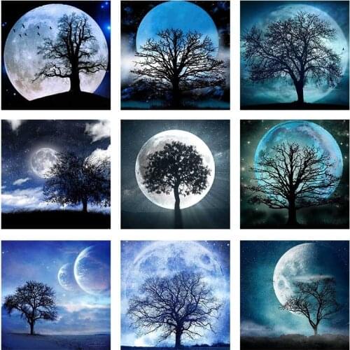 DIY 5D Diamond Painting Cross Stitch Kit Moon Landscape Full Rhinestone Embroidery Mosaic Art Home Decoration Picture Craft