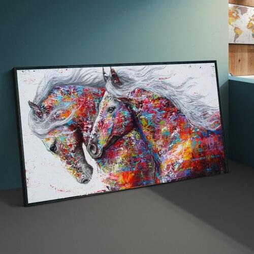 Running Horse Graffiti Canvas Art Animal Wall Art Posters For Living Room Home Decor Cuadros Custom Wall Canvas Print Paintings