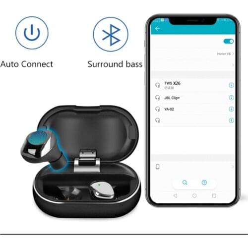 Wireless earphones X26 TWS bluetooth headphone ecouteur sans fil bluetooth 6D Stereo Sport earbuds Metal charging box For xiaomi