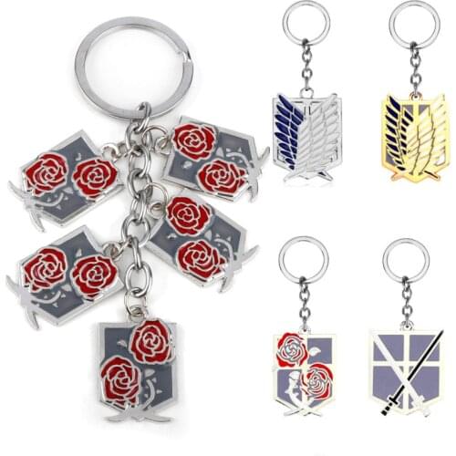 Attack on Titan Keychain Anime Trinket Wings of Liberty Freedom Scouting Legion Eren Keyring Car Keyholder Backpack Key Chains