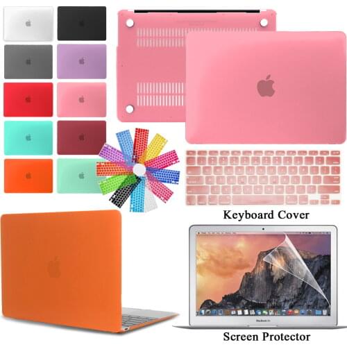 Laptop Case for Apple MacBook Pro 13/15/16 Inch /Air 11/13 Inch Solid Color Protective Shell+Keyboard Cover+Screen Protector