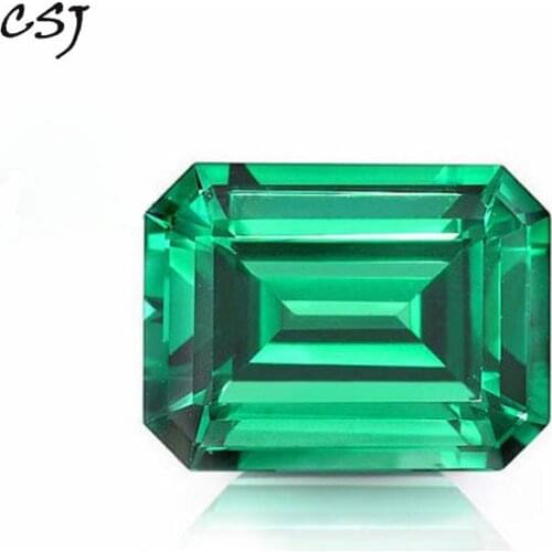 CSJ Created Emerald Loose Gemstone Emerald Cut Nano Emerald For Silver Mounting Rings Diy Jewelry Fine Cutting