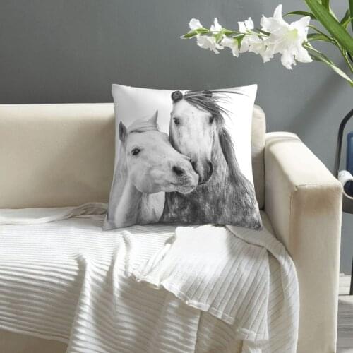 Horse,Best Friends I pattern print Cushion Cover Decorative Pillowcase Chair Seat Square Car Pillow Cover Home Living Textile