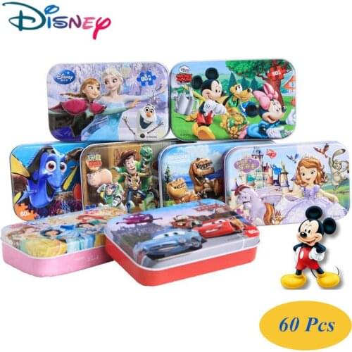 Disney 2021 New Fashion Animation Puzzles 60 Pcs Wood Puzzles Child Baby Frozen Princess Mickey Puzzles Building Toys