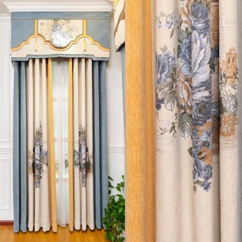 European luxury high-quality embroidered blackout curtains for seamless stitching curtains for living room and bedroom windows