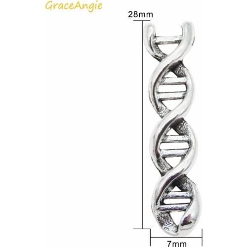 GraceAngie 30pcs/lot Creative DNA Biology Double Helix Shape Charms Handmade Zinc Alloy DIY Necklace Pendant Jewelry Women