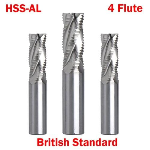 1/4 5/16 3/8 OD Inch 4 Flute HSSAL Imperia British Standard Straight Shank CNC Cutting Tool Roughing End Mill Miling Cutter