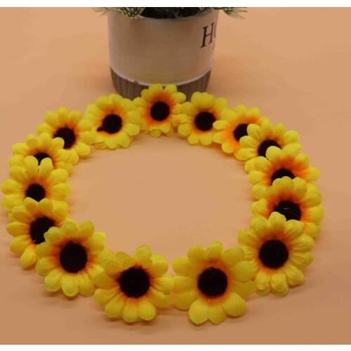 50pcs Large Silk Sunflower Handmade Artificial Flowers Head For Wedding Box Decoration DIY Garland Decorative Floristry Flowers