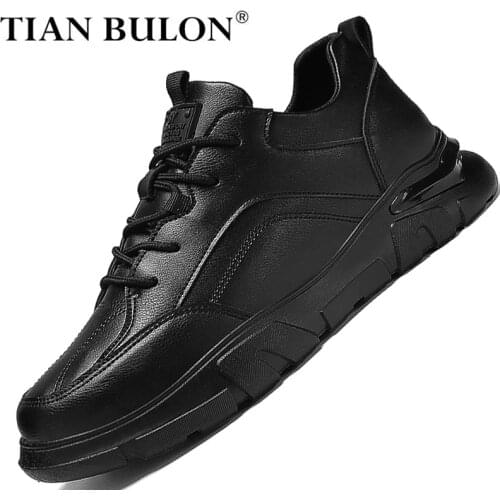 Tendy Mens Casual Shoes Leather Designer Sneakers Men Lace-up Male Black Walking Shoes Lightweight Gym Shoes Chaussure Homme