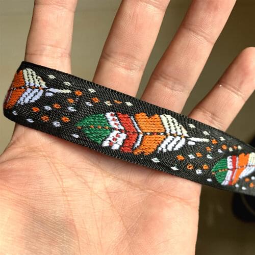 ZERZEEMOOY 1 inch 25mm 2.5cm 10yard/lots Indian Feather Woven Jacquard Ribbon Chief Lace Feather Ribbon QDZD19121201