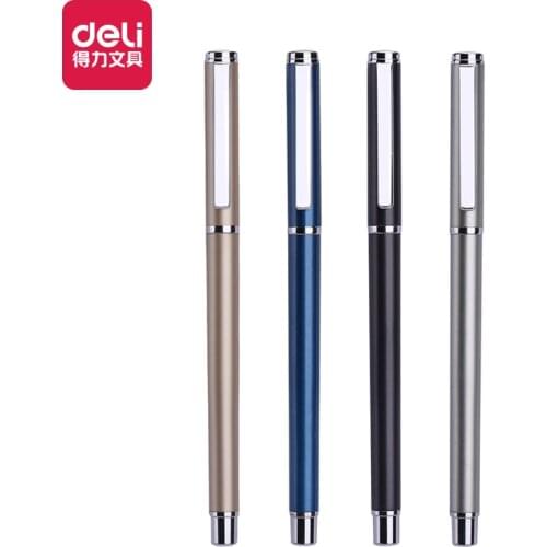 1pc Deli S82 Metal Pen-Holder Slim Gel Pen Sign Pen 0.5mm Business Office Writing Supplies