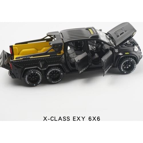 Simulation Alloy Car Modle BENZXCLASS EXY 6X6 Pickup 1/28 Metal Toy Car Sound Light Pull Back Model Toys For Boys Light Toys