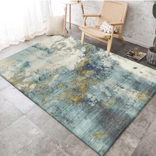Fashionable Nordic Modern Blue and Yellow Abstract Ink Living Room Bedroom Kitchen Bedside Carpet Floor Mat Customization