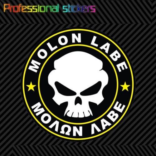 Molon Labe Yellow Circle Sticker Decal Self Adhesive Vinyl Come Take Them 2A V5b for Car, Laptops, Motorcycles, Office Supplies