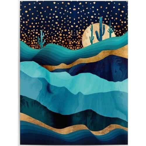 Wall Art Indigo Desert Poster HD Prints Night View Canvas Painting Home Decor Living Room Modular Natural Scenery Pictures Frame