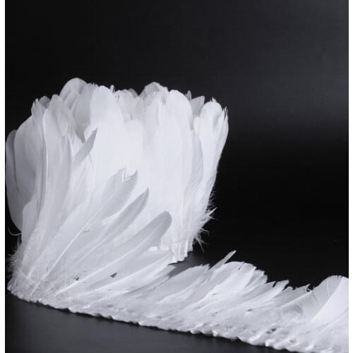 Natural 10-15CM goose feather dyed and bleached white, made into 2 meters cloth edge DIY performance costume skirt decoration