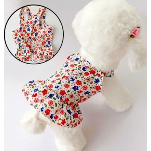 New Summer Dog Clothes Cute Floral Sling Dress Thin Skirt Sunscreen For Small Dog Chihuahua Bichon Puppy Costume Pet Dresses