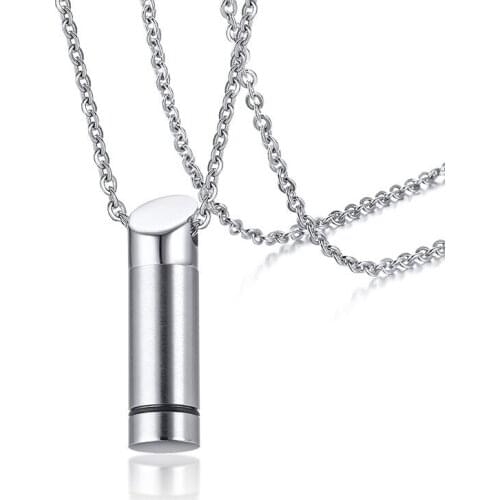New Silver Open Pet Urn Box Pendant Necklace Stainless Steel Long Chain Collares Women Men Personalized Jewelry Erkek Kolye Gift