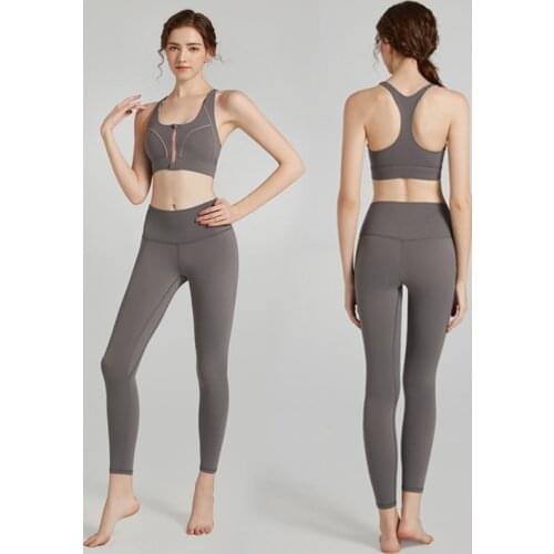 New Front Zipper Bra With Padding Women Fitness Yoga Suit Elastic Skin-friendly Workout Summer Sports Gym Activewear