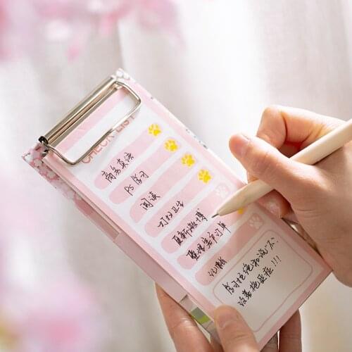NEW 30 Sheets MINI Memo Pad Clip Note Kawaii Cherry Blossoms N times Sticky Paper Check list To Do List Planner Stationery