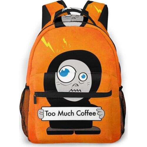 Orange Funny Too Much Coffee By Boriana Giormova Backpack for Girls Boys Travel RucksackBackpacks for Teenage school bag