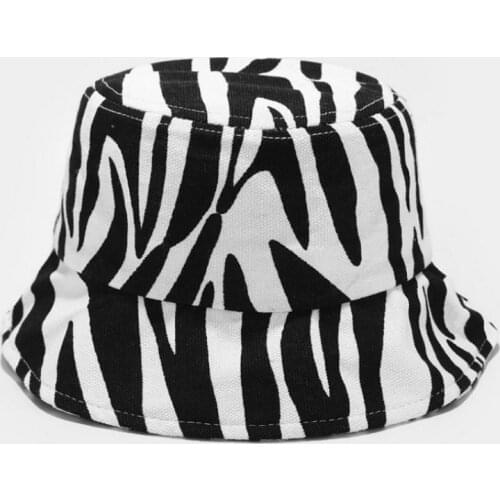 European And American Black And White Striped Zebra Pattern Unisex Fashion Hip-hop Trend Bucket Hat Cap Fisherman Hat