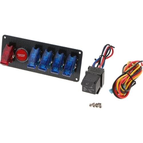12V Ignition Switch Panel 6 in 1 Car Engine Start Push Button LED Toggle For Racing Car
