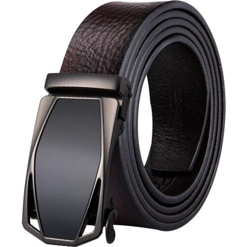 Genuine Leather Belt Alloy Automatic Buckle Luxury Belt Barry.Wang Fashion High Quality Brown And Blue Waist Belt For Men G-0068