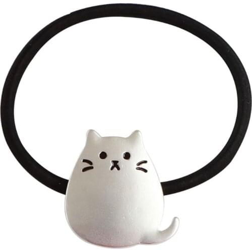 Japanese Style Minimalist Elastic Rubber Band Women Girls Frosted Cute Meow Cat Hair Rope Metallic Gold Silver Ponytail Holder