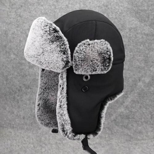 Bomber Hat Thicken Warm Winter Hats for Men Women Earflap Fur Russian Ushanka Black Trapper Trooper