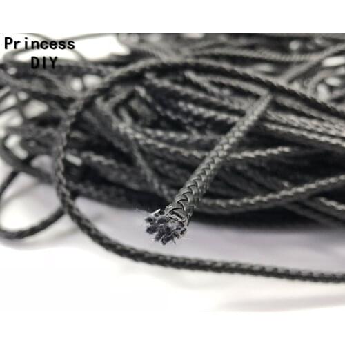 2M/Lot Jewelry Making Finding Round 5mm Black Leather Cord with Inner Cord Faux PU Rope Strip DIY Bracelet Choker Craft Material