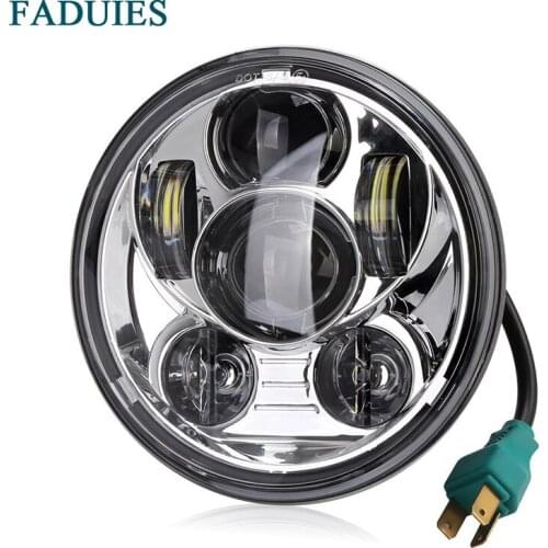 FADUIES 5.75" Round 45W LED Headlight For Motorcycle 5.75 inch LED Headlamp Chrome