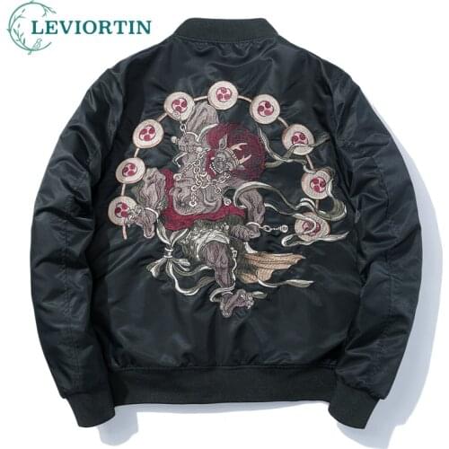 Windbreaker Jackets Men Japanese Embroidery MA1 Jacket Tracksuit Coats Hip Hop Stand Collar Casual Male Windbreaker Streetwear