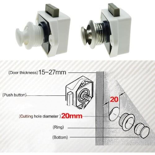 Zinc Alloy Drawer Latch Button Locks for Furniture Hardware Camper Car Push Lock RV Caravan Boat Motor Home Cabinet Locks