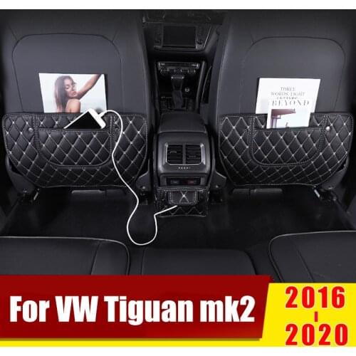 For Volkswagen VW Tiguan MK2 2016 2017 2018 2019 2020 Car Internal Leather Seat Anti-kick Pads Armrest Protective Cover Mats